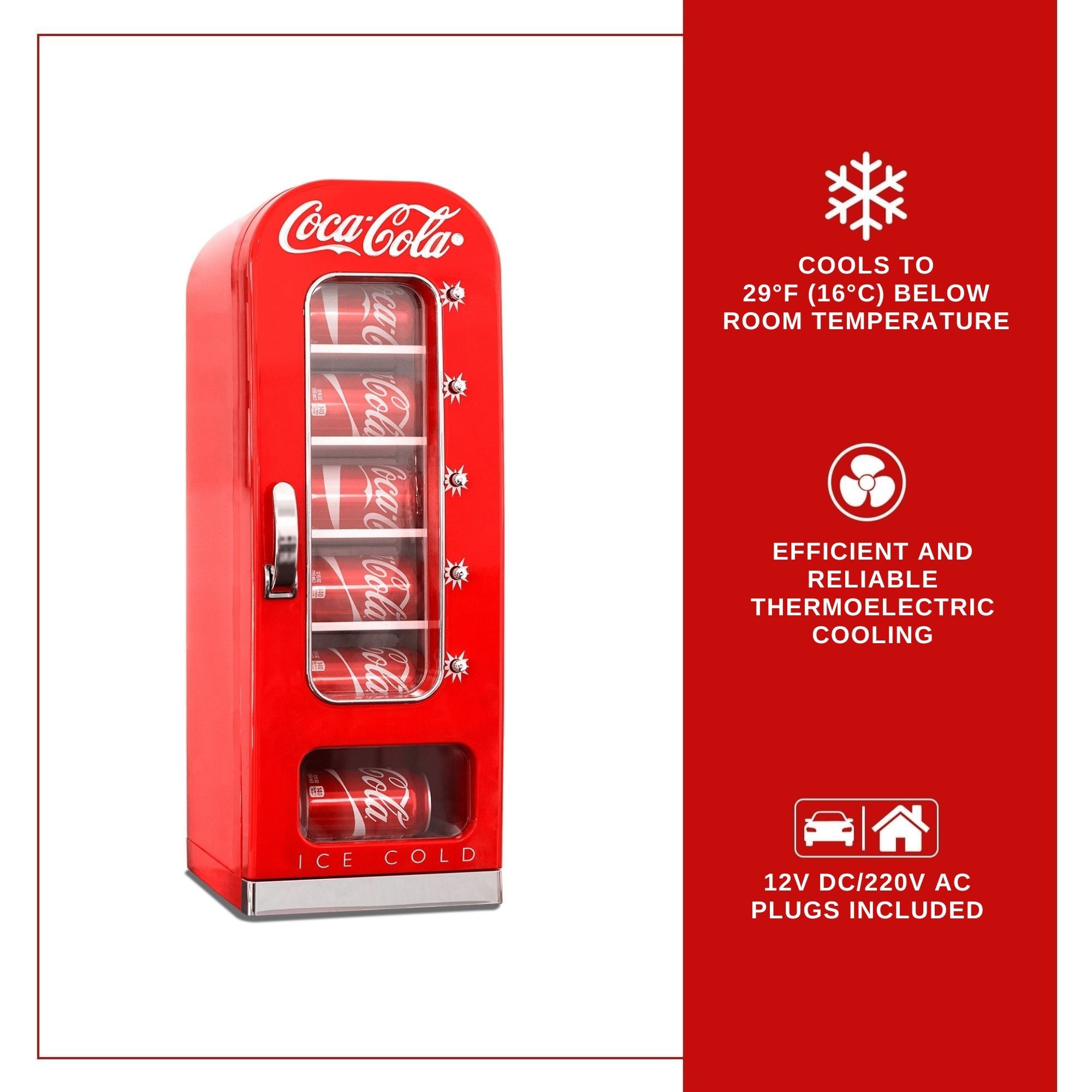 Coca Cola 5L Mini Fridge For Bedrooms 10 Can Portable Vending Machine Red Coca-Cola