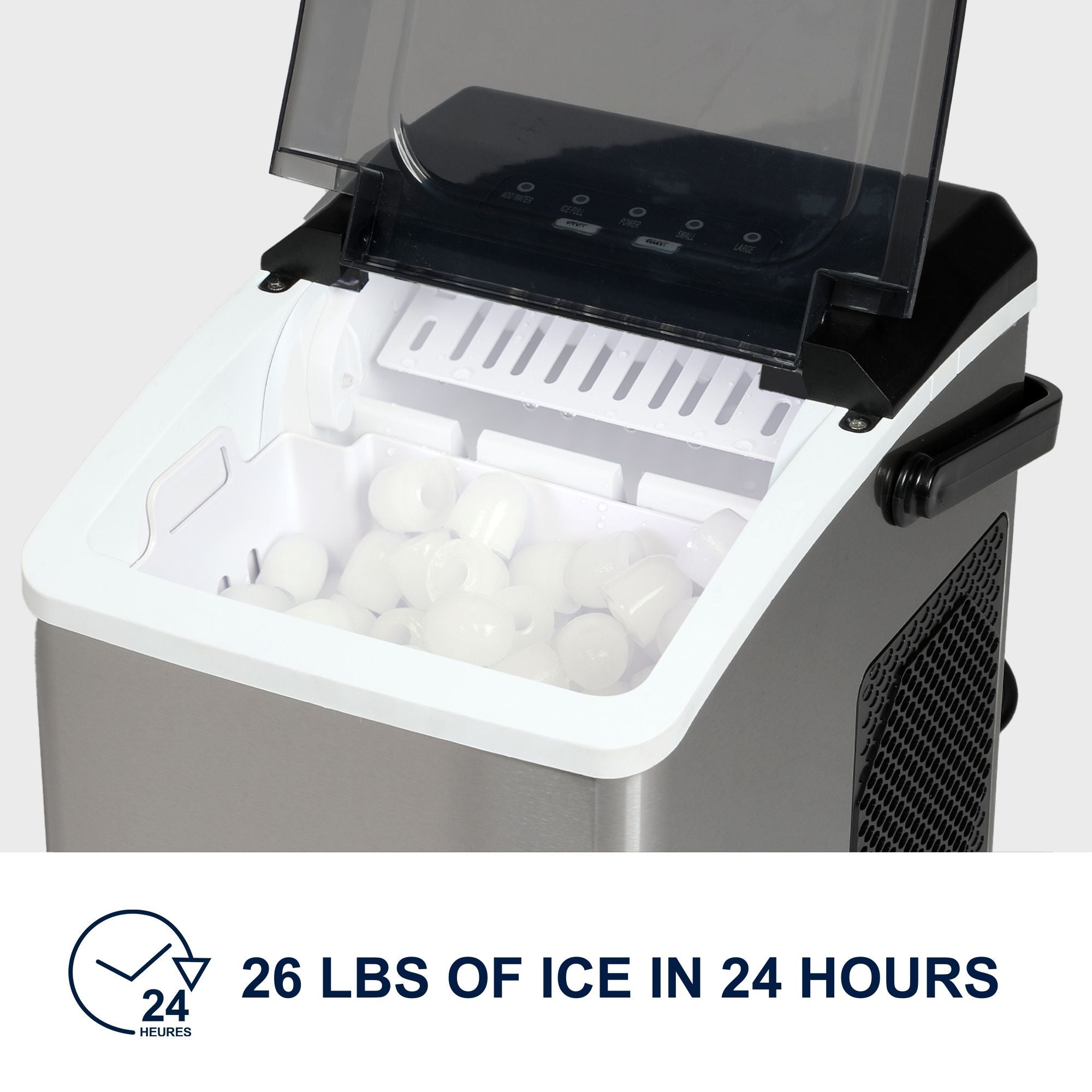 Ice Maker Machine Countertop Ice Machine, Self-Cleaning Ice Maker, 9 Cubes Ready in 6 Mins, 26lbs in 24Hrs Portable Ice Cube Maker Machine for Home Koolatron