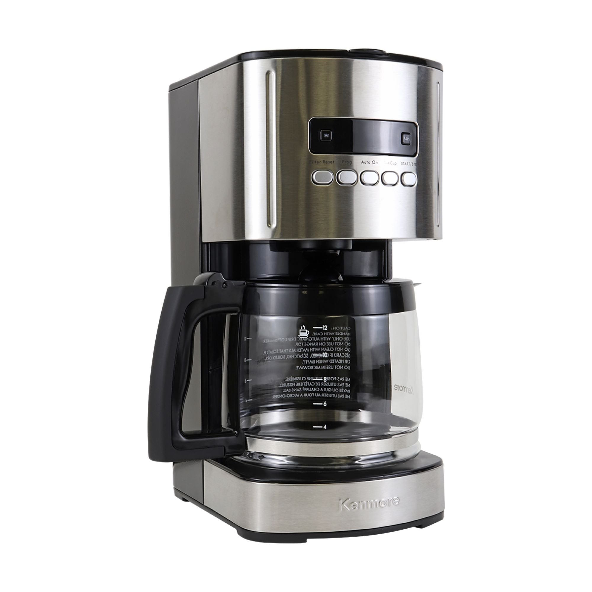 Kenmore 12-Cup Filter Coffee Machine 1.8L Programmable Timer Drip Coffee Maker Silver Kenmore