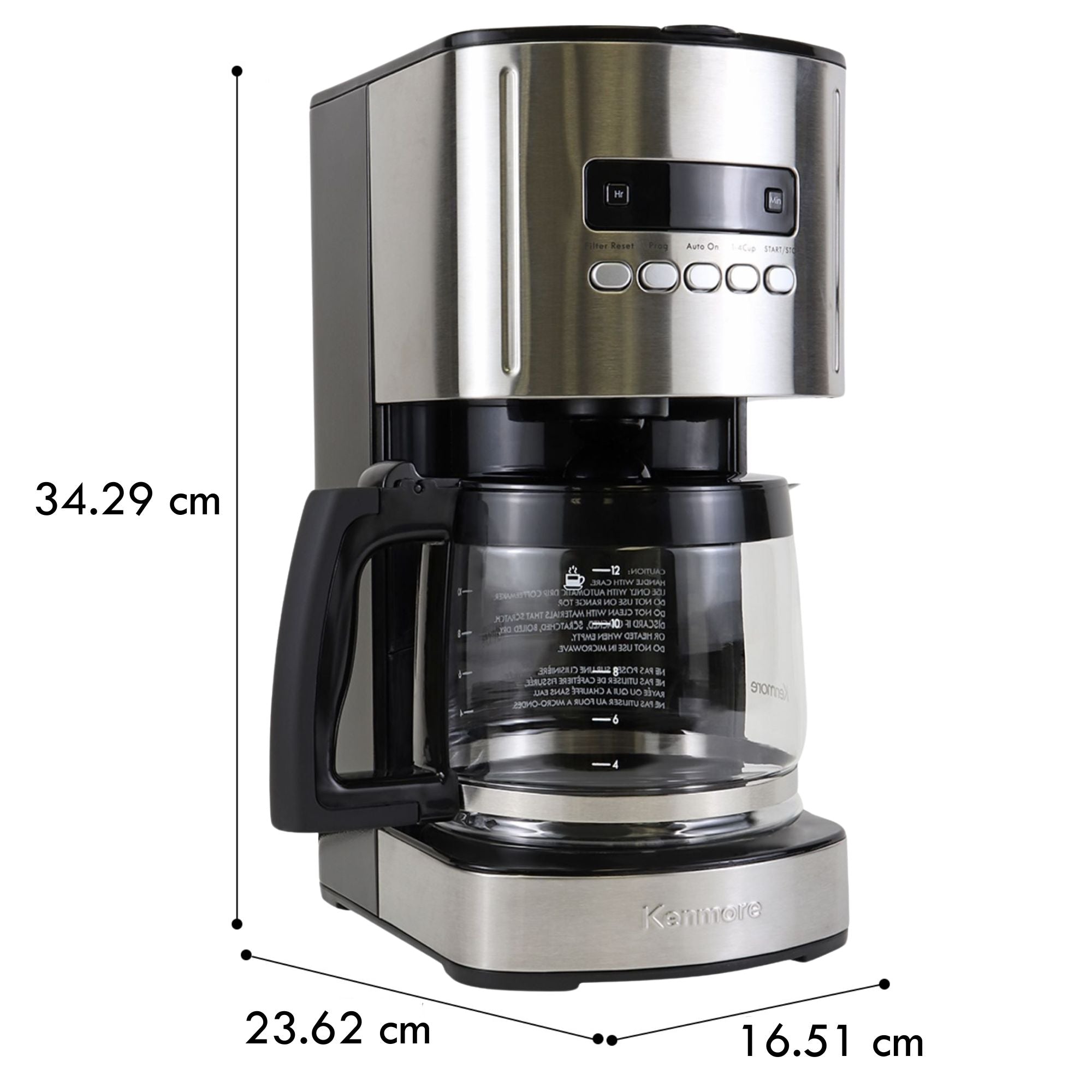Kenmore Coffee Maker 12-Cup Filter Coffee Machine 1.8L Programmable Timer Drip Coffee Machine Black Kenmore