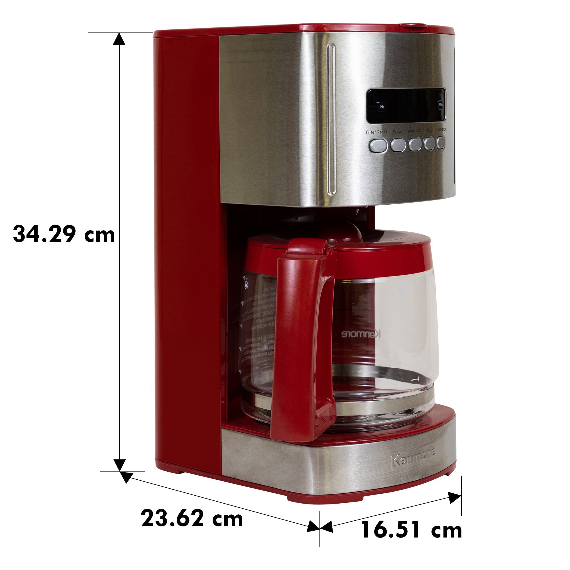 Kenmore 12-Cup Filter Coffee Machine 1.8L Programmable Timer Drip Coffee Maker Red Kenmore
