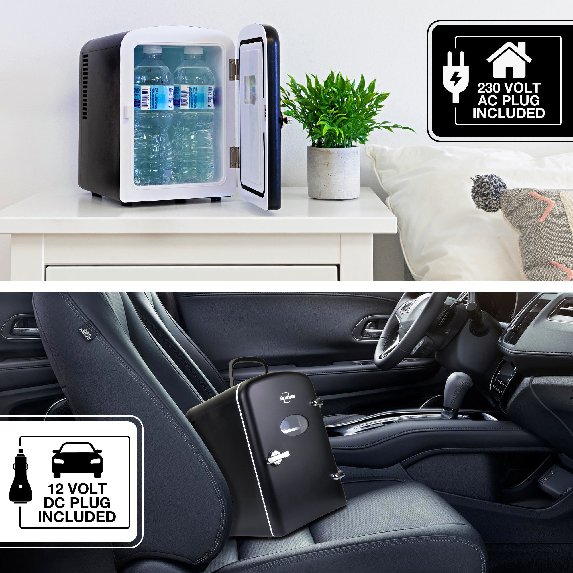 Koolatron 4L Mini Fridge For Bedrooms 6 Can Table Top 12V Portable Cooler Skincare Black Koolatron UK