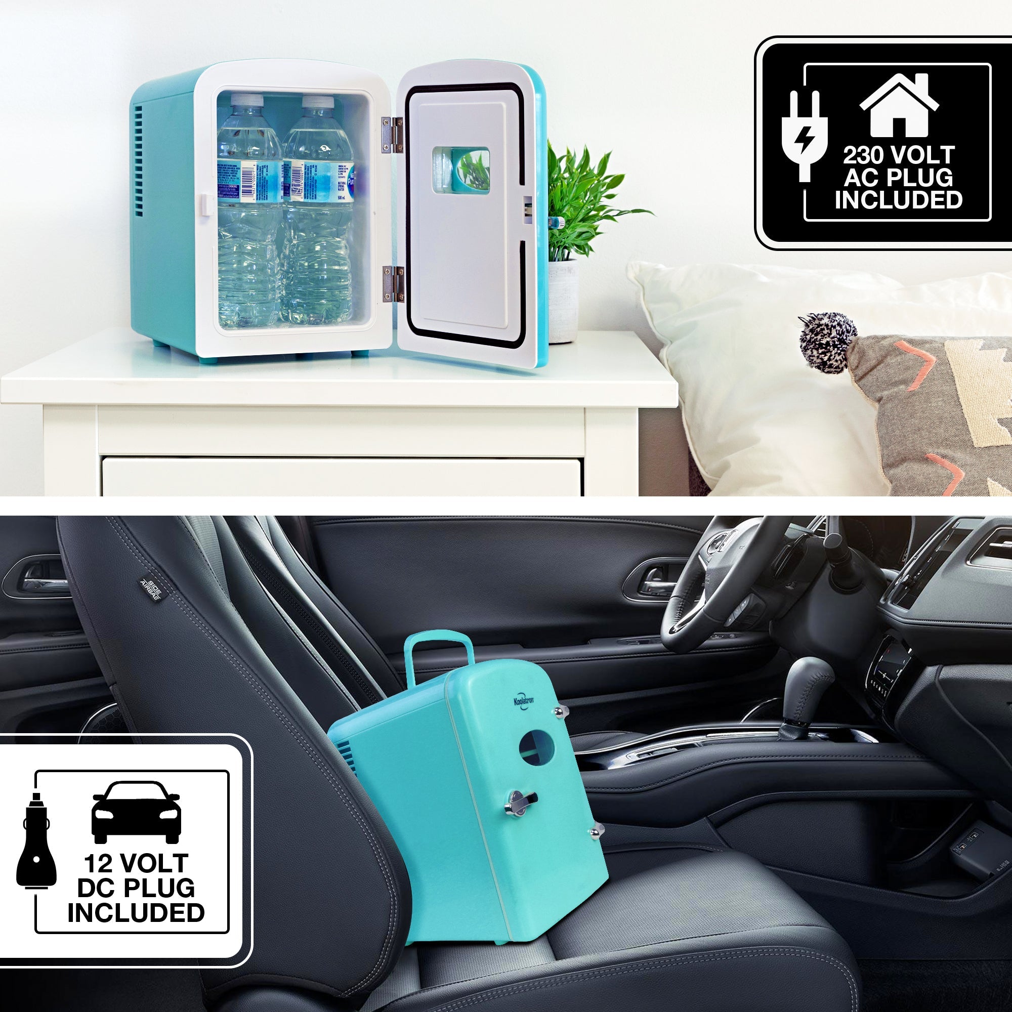 Koolatron 4L Mini Fridge For Bedrooms 6 Can Table Top 12V Portable Cooler Skincare Green Koolatron UK