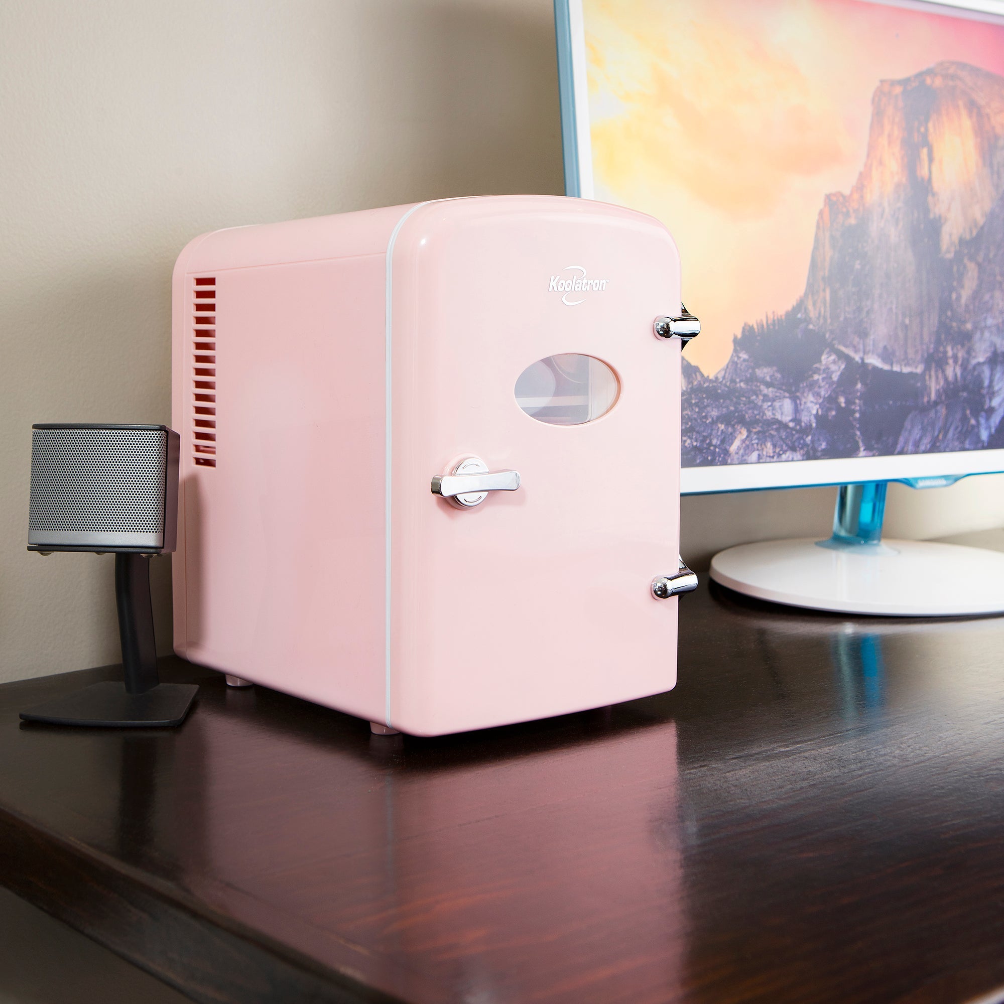 Koolatron 4L Mini Fridge For Bedrooms 6 Can Table Top 12V Portable Cooler Skincare Pink Koolatron UK