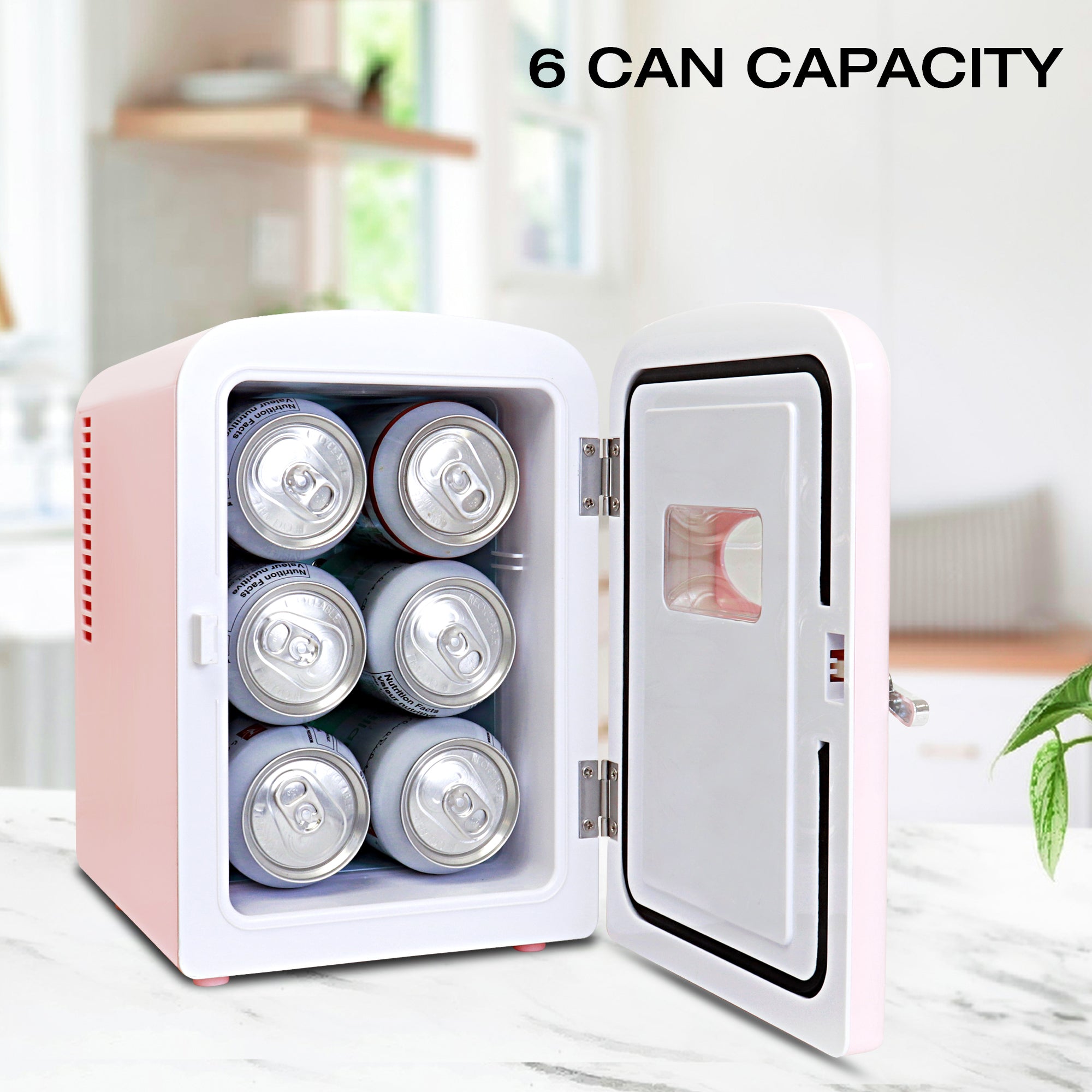 Koolatron 4L Mini Fridge For Bedrooms 6 Can Table Top 12V Portable Cooler Skincare Pink Koolatron UK