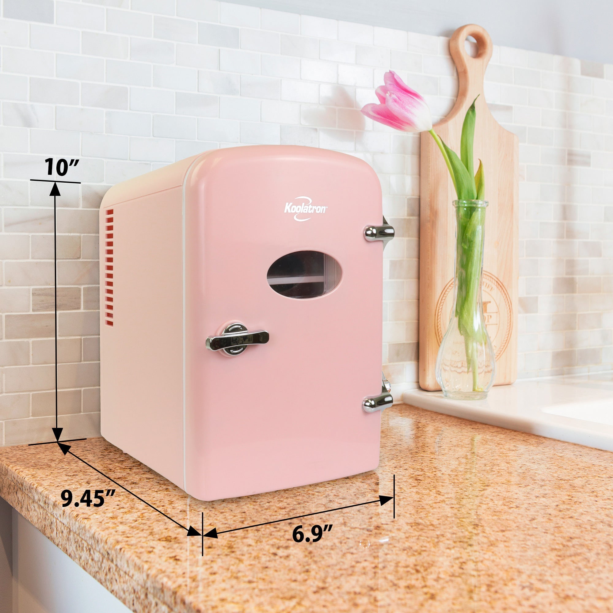 Koolatron 4L Mini Fridge For Bedrooms 6 Can Table Top 12V Portable Cooler Skincare Pink Koolatron UK
