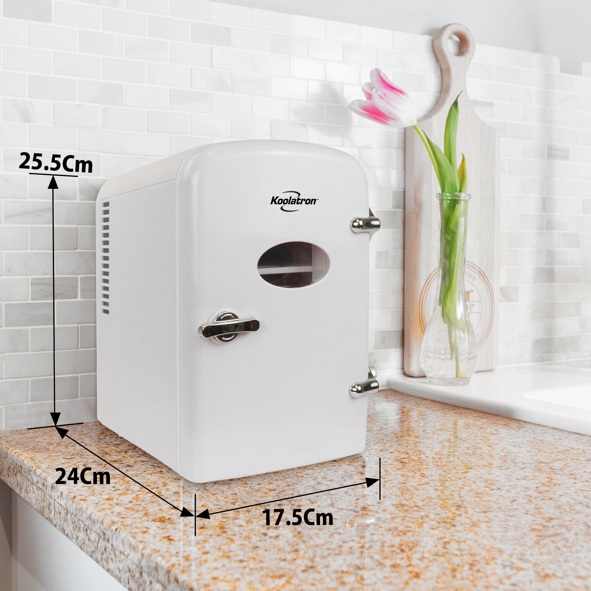 Koolatron 4L Mini Fridge For Bedrooms 6 Can Table Top 12V Portable Cooler Skincare White Koolatron UK