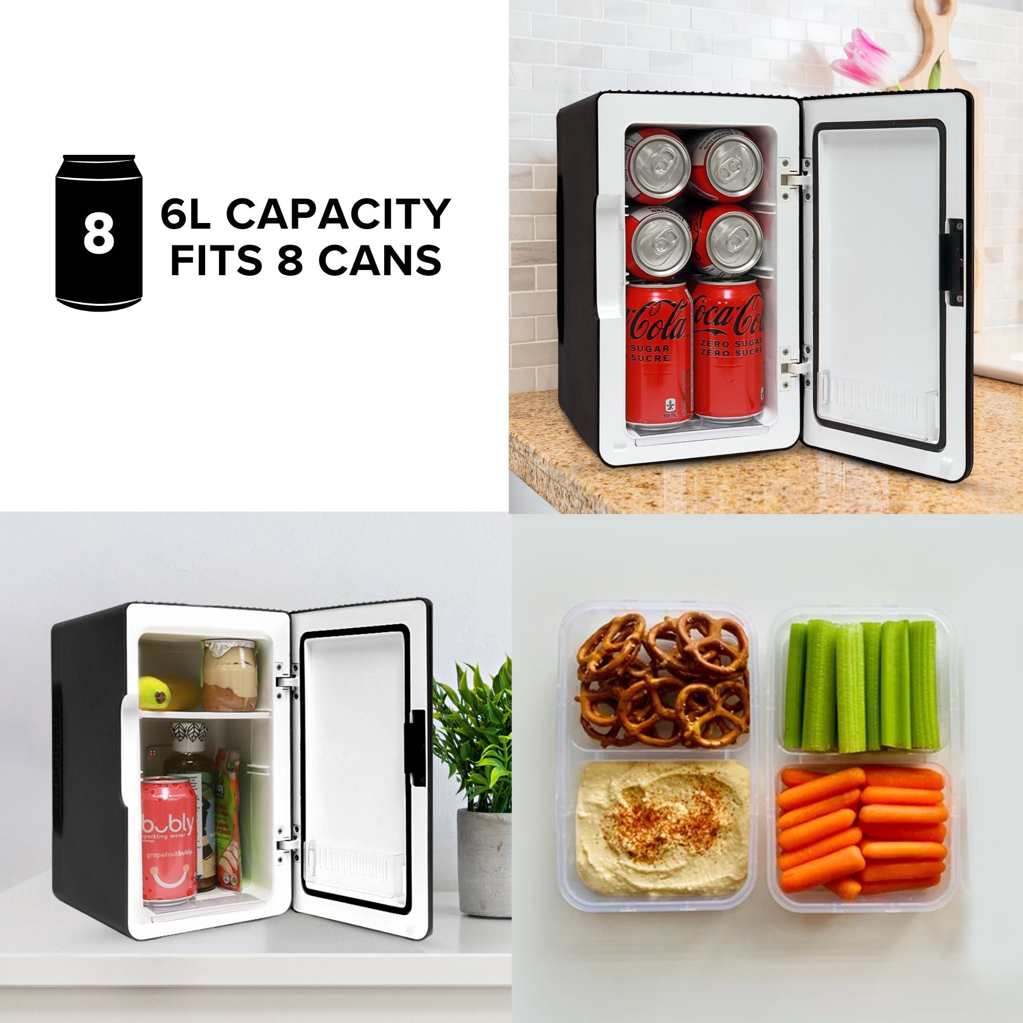 Koolatron 6L Mini Fridge For Bedrooms 8 Can Portable 12V Cooler Warmer Skincare Black Koolatron UK