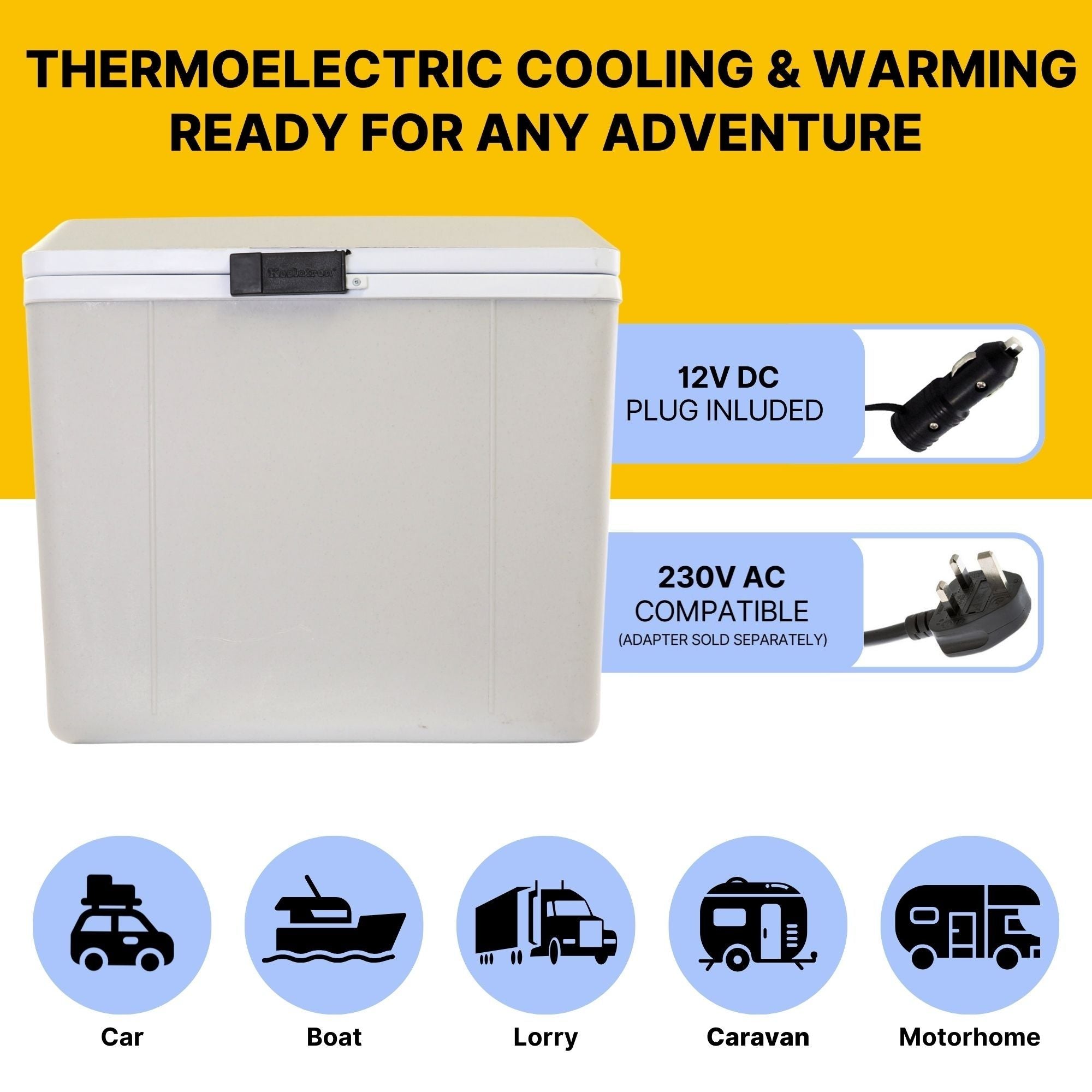Electric Cool Box 27.5L Cooler Box 48 Can Portable 12v Camping Car Fridge Refrigerator For Campervan Perfect for Road Trips Cooler/Warmer Koolatron UK
