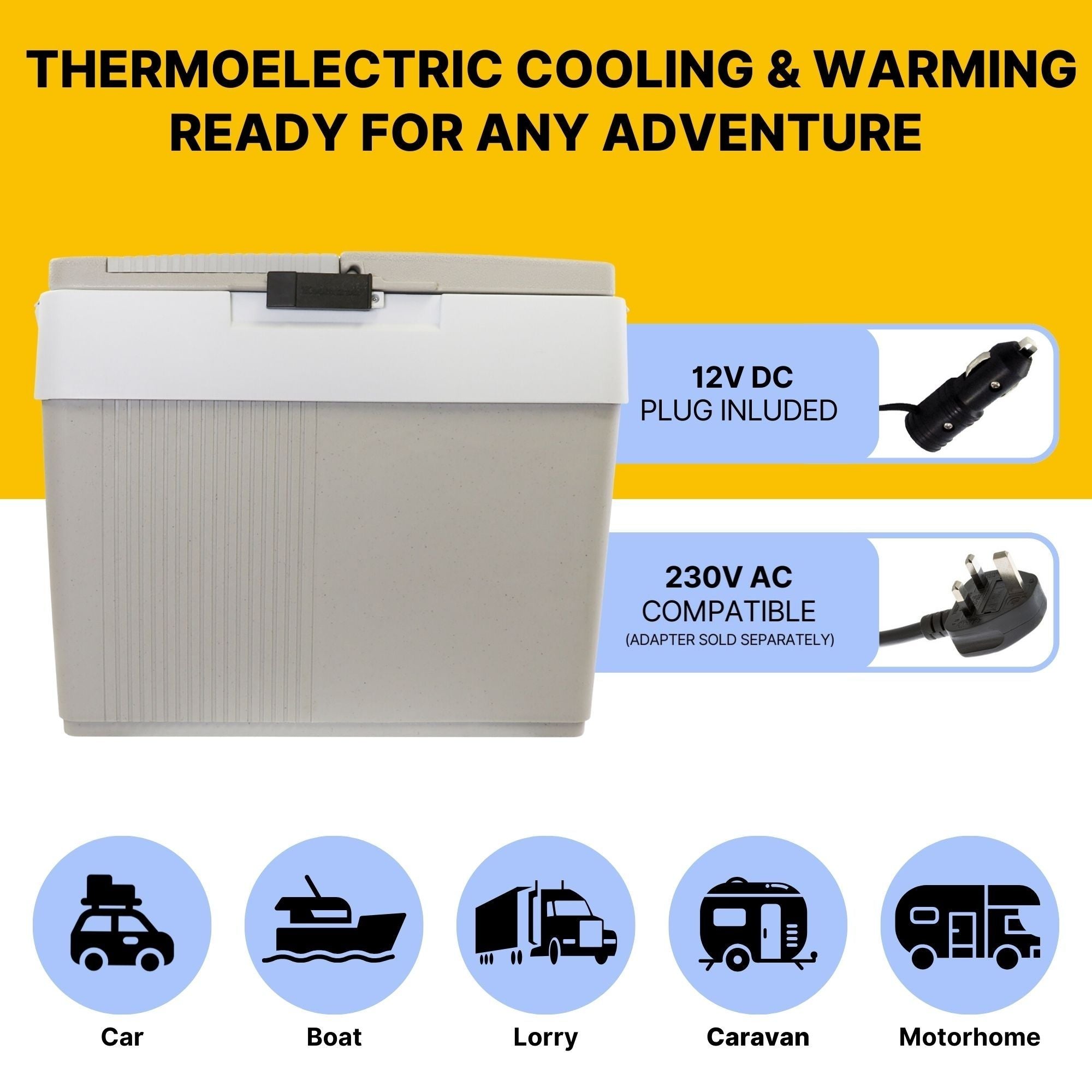 Electric Cool Box 31L Cooler Box 52 Can Portable 12v Camping Car Fridge Refrigerator For Campervan Perfect for Road Trips Picnics Travel Cooler/Warmer Koolatron UK