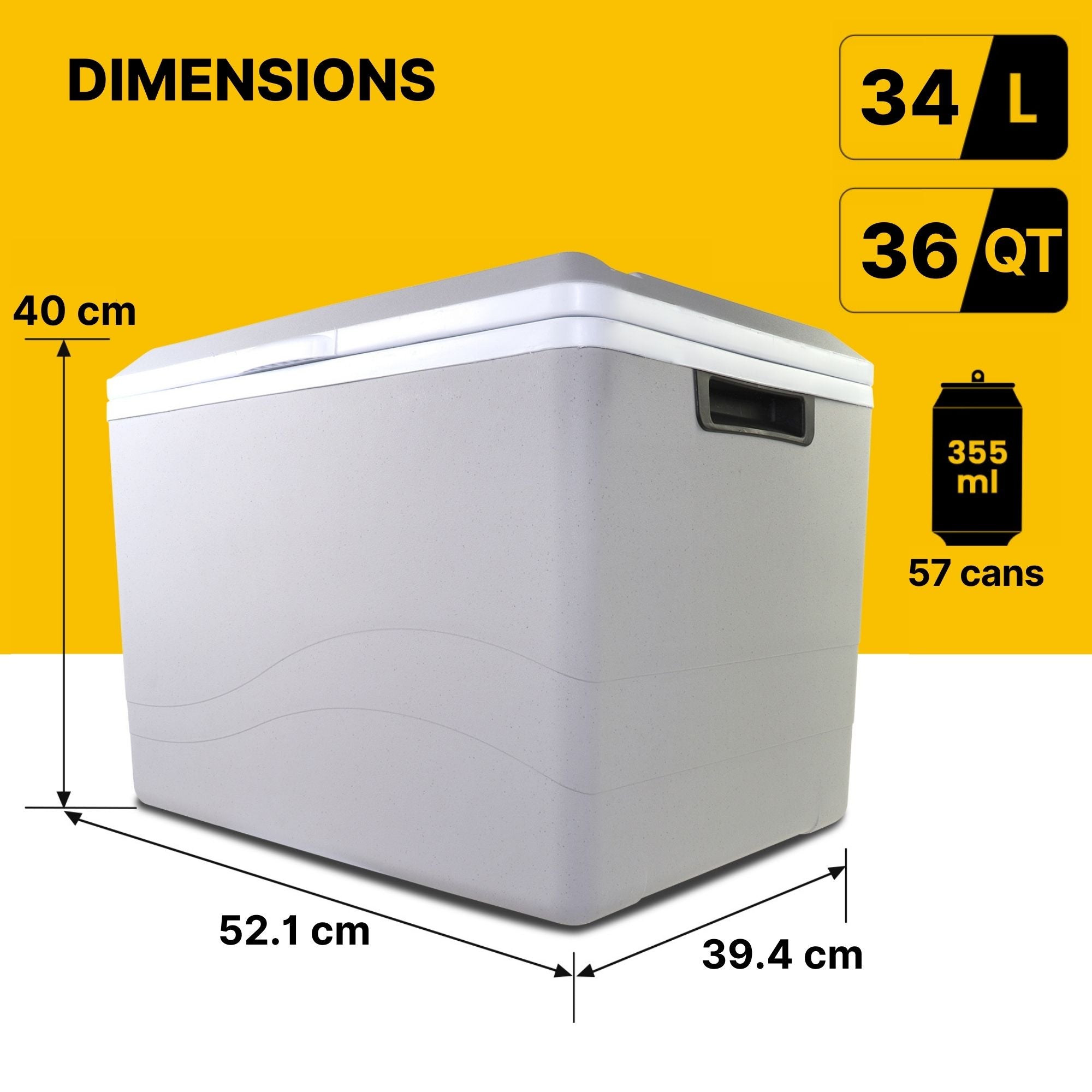 Iceless 12V Electric Cool Box, 34L Portable Cooler/Warmer Car Refrigerator Fridge, DC Power Cord, Grey/White, Travel, Camping, Trucking Koolatron UK