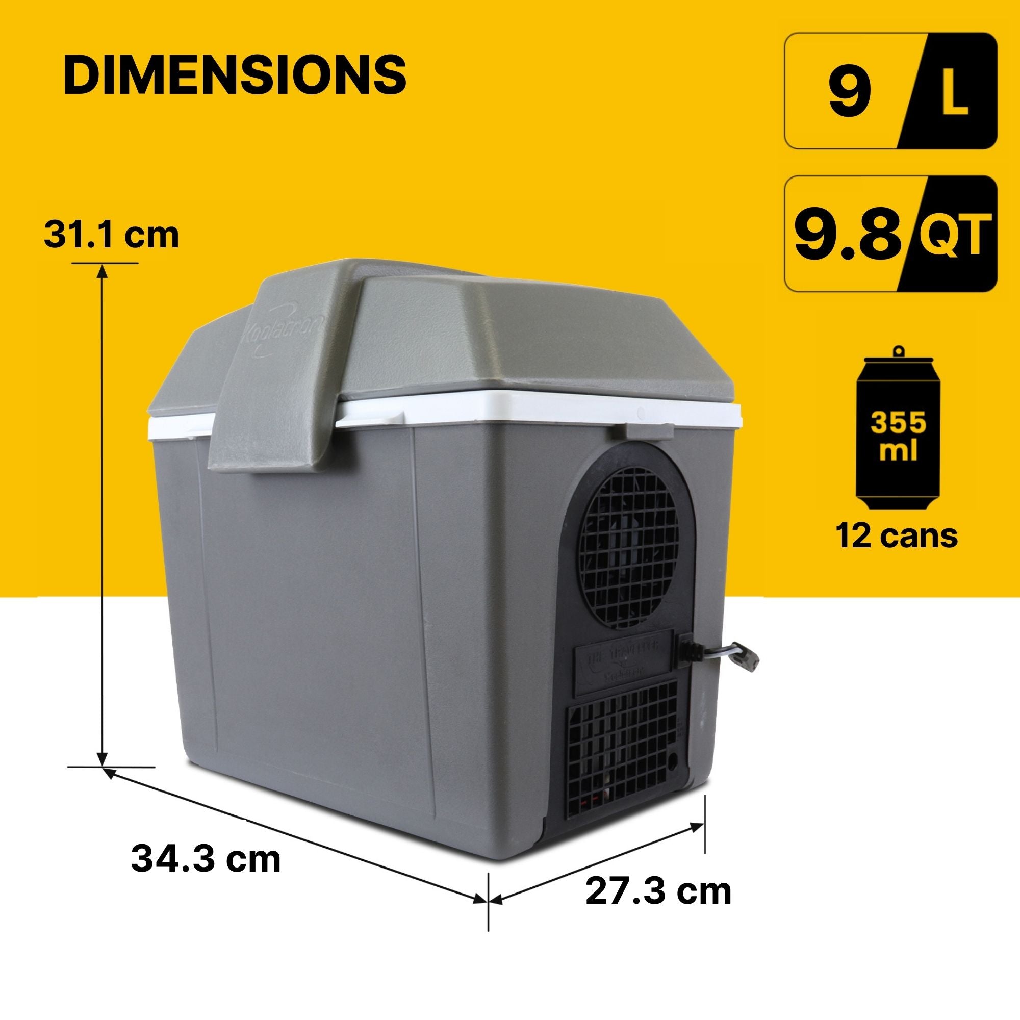 Electric Cool Box 9L Cooler Box 12 Can Portable 12v Camping Car Fridge Refrigerator For Campervan Perfect for Road Trips Picnics Cooler/Warmer Koolatron UK