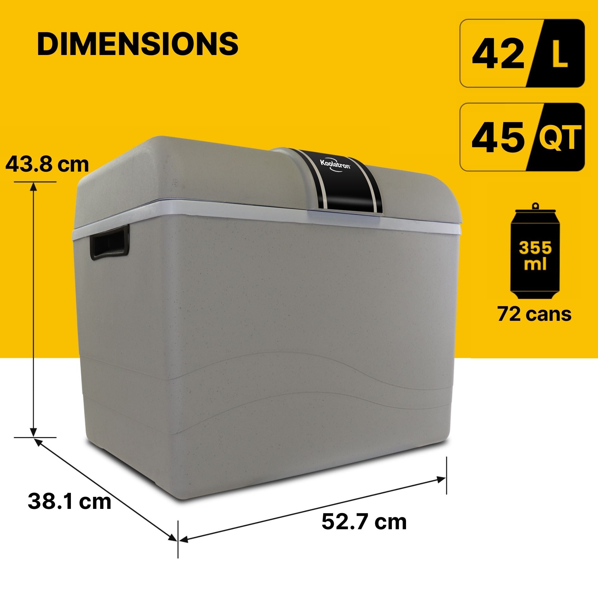 Electric Cool Box 42L Cooler Box 72 Can Portable 12v Camping Car Fridge Refrigerator For Campervan Perfect for Road Trips Two-Way Design Cooler/Warmer Koolatron UK