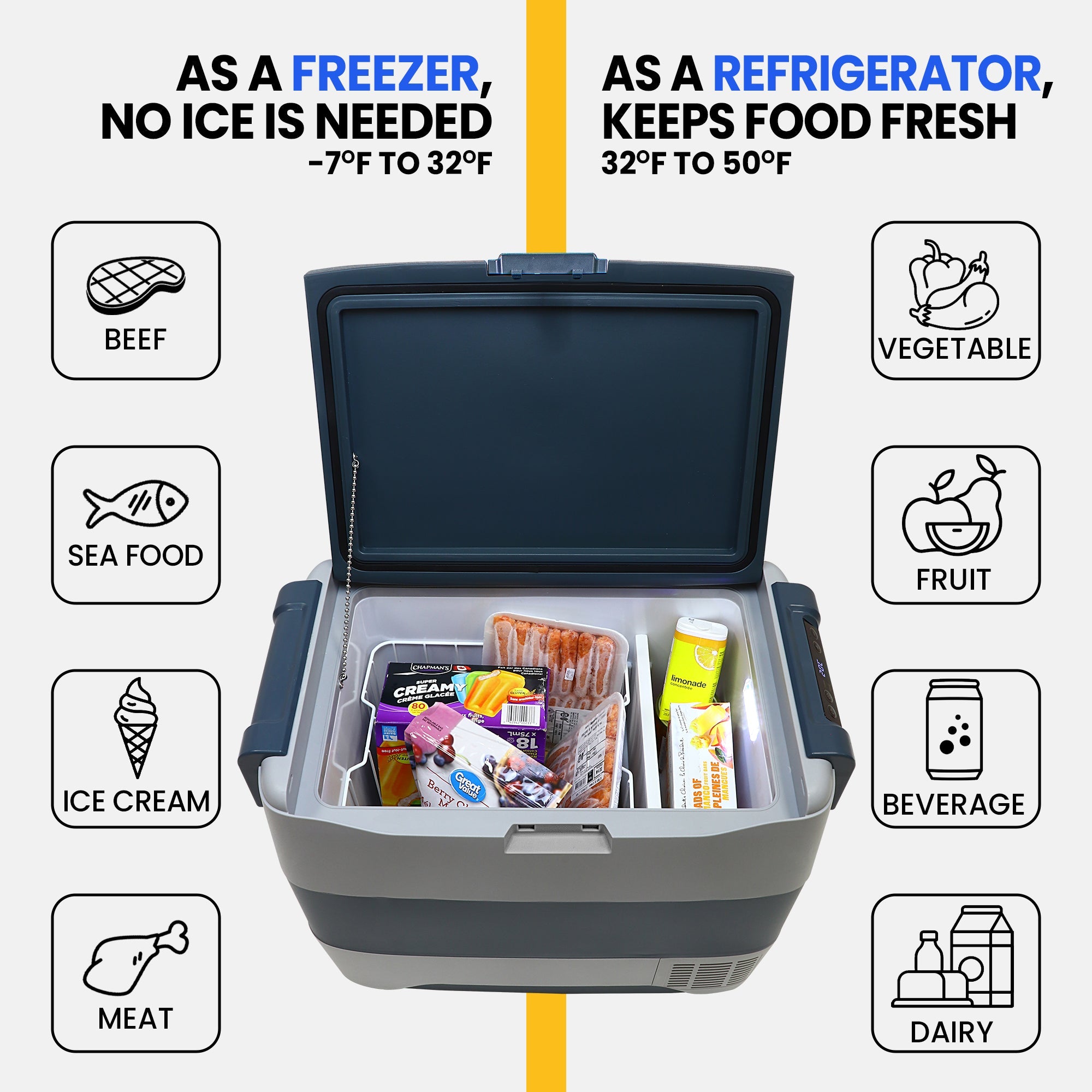 Fridge Freezer Electric Cool Box 40L Cooler Box Portable 12v Camping Car Fridge Refrigerator For Campervan Perfect for Road Trips Compressor Cooling Koolatron UK