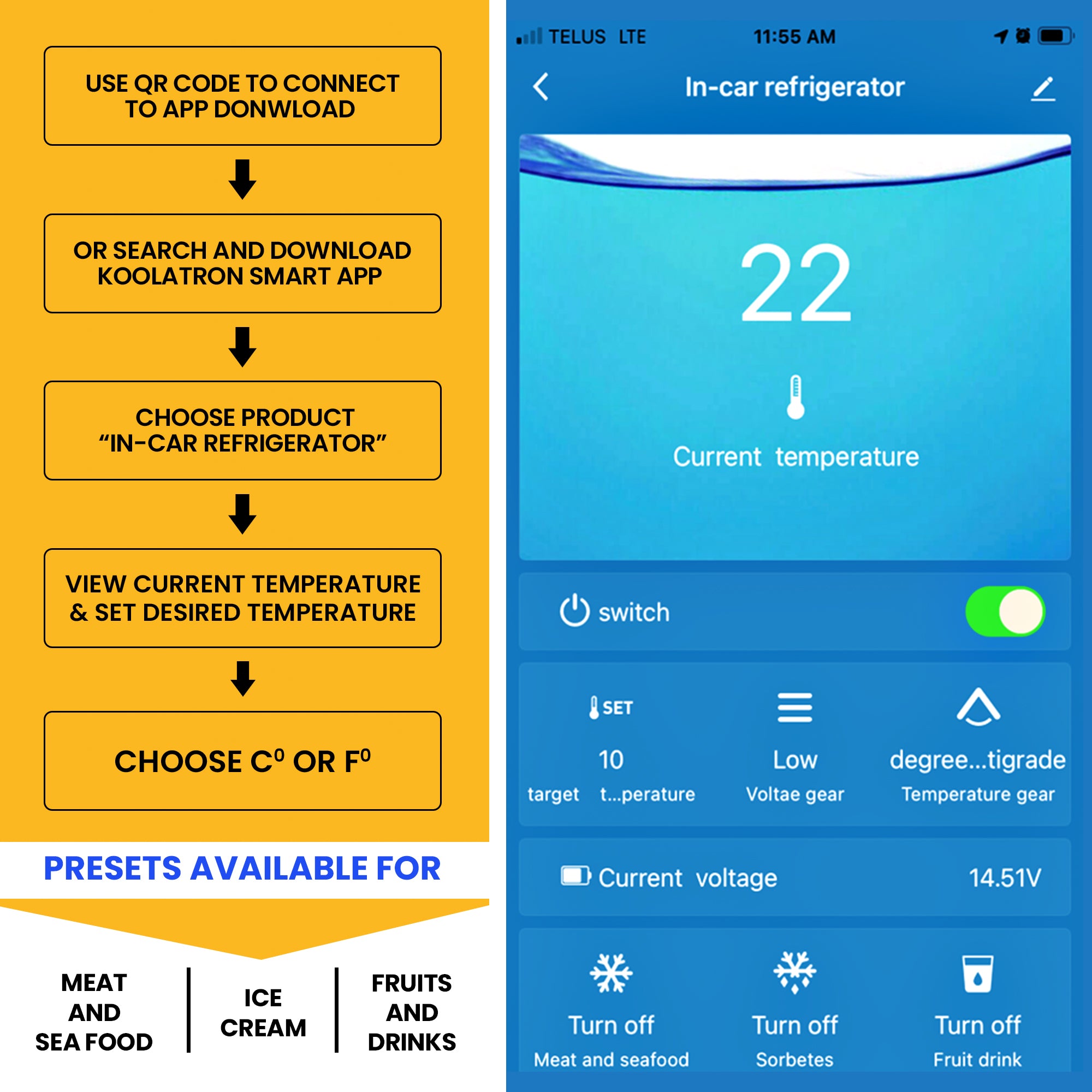 Fridge Freezer Electric Cool Box 50L Cooler Box Portable 12v Camping Car Fridge Refrigerator For Campervan Perfect for Road Trips Compressor Cooling Koolatron UK