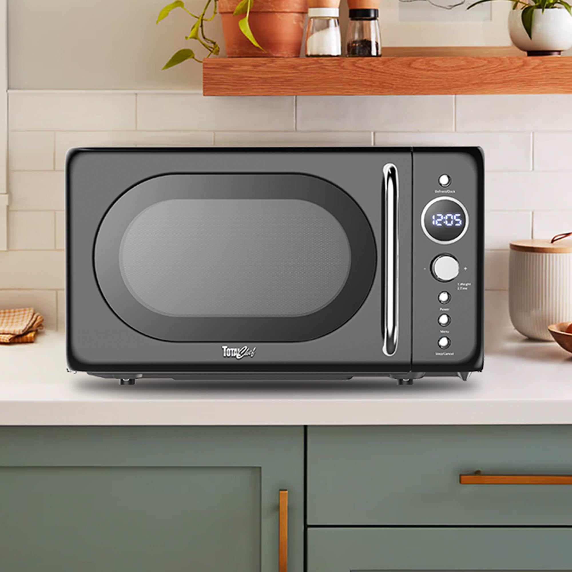 Retro Microwave Oven, 20L/0.7 Cu Ft 700W with 8 Pre-set Modes and More Total Chef