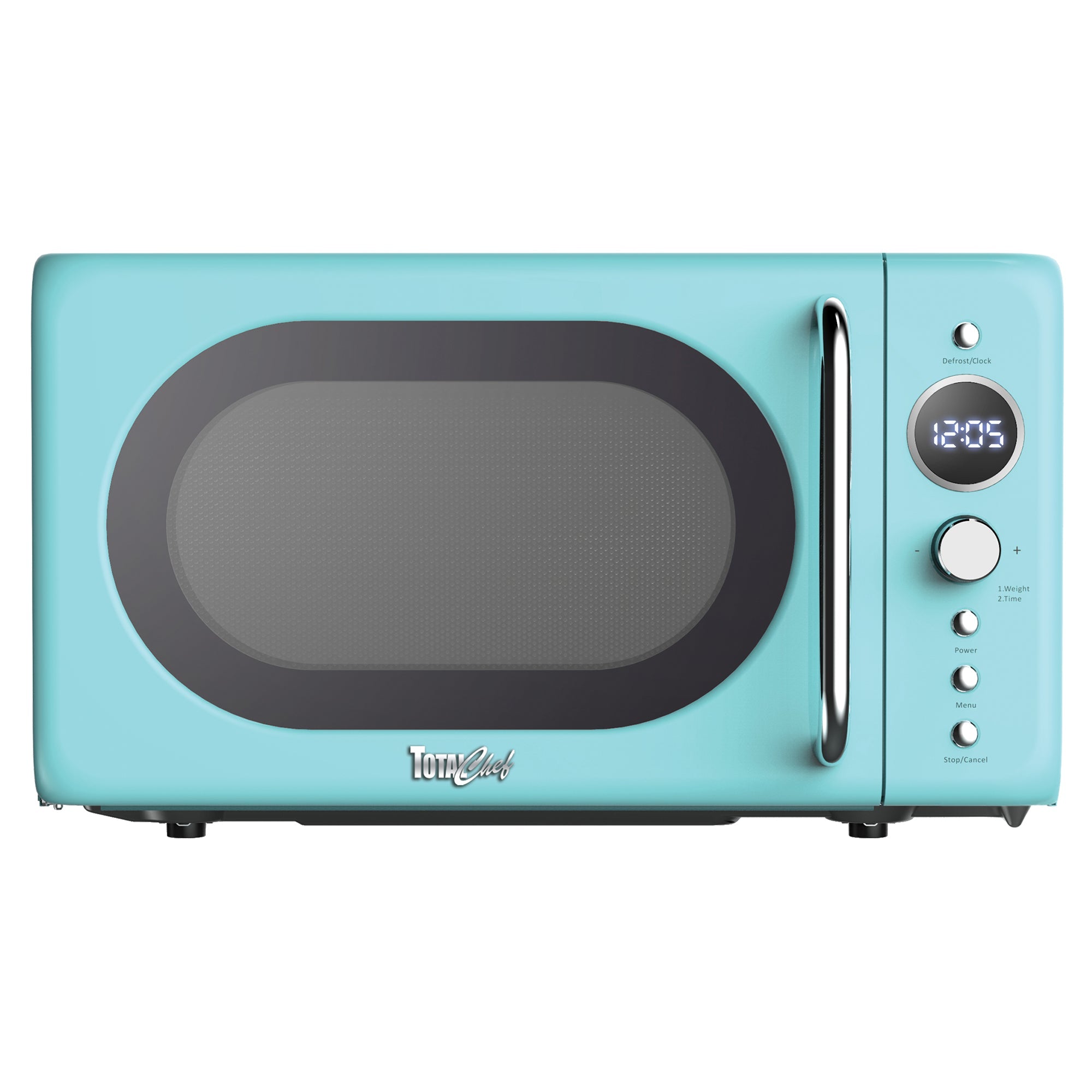 Retro Microwave Oven, 20L/0.7 Cu Ft 700W, 8 Pre-set Modes, Quick Start & Defrost By Wgt/Time, 5 Cooking Power Levels, Digital LED Display, Compact Countertop Black Microwave Ovens, Blue Total Chef