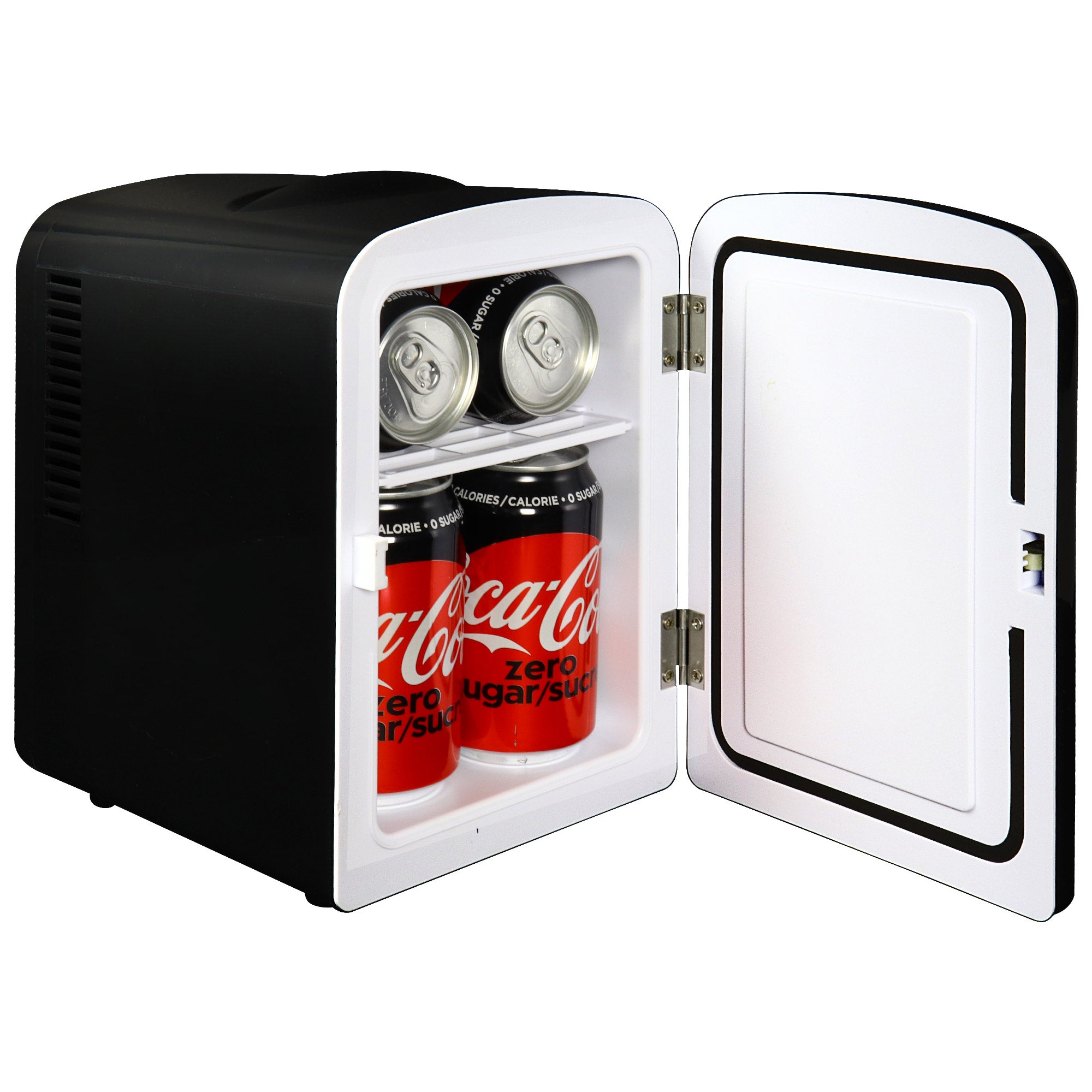 Coke Zero 4L Mini Fridge 6 Can Black Cooler & Warmer for Bedroom, Gaming Room or Office (12V)