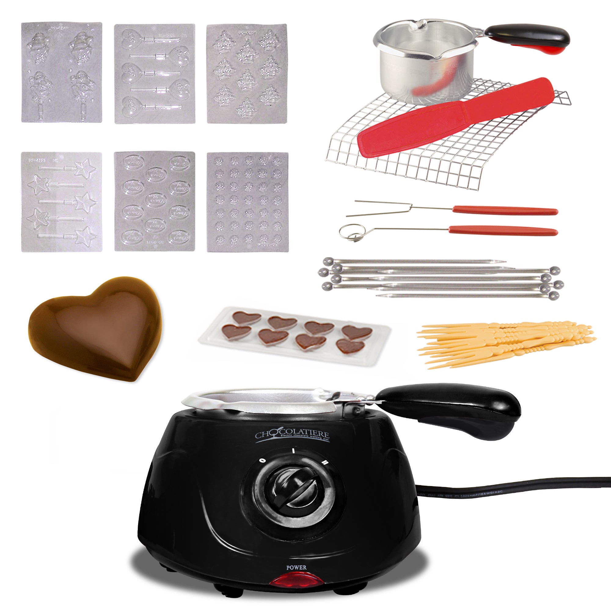 Chocolate Melting Pot Fondue Set 8.8 oz (250 g) Electric Melter for Chocolate Melts DIY Candy Maker with 32-Piece Accessory Kit for Sleepover Birthday