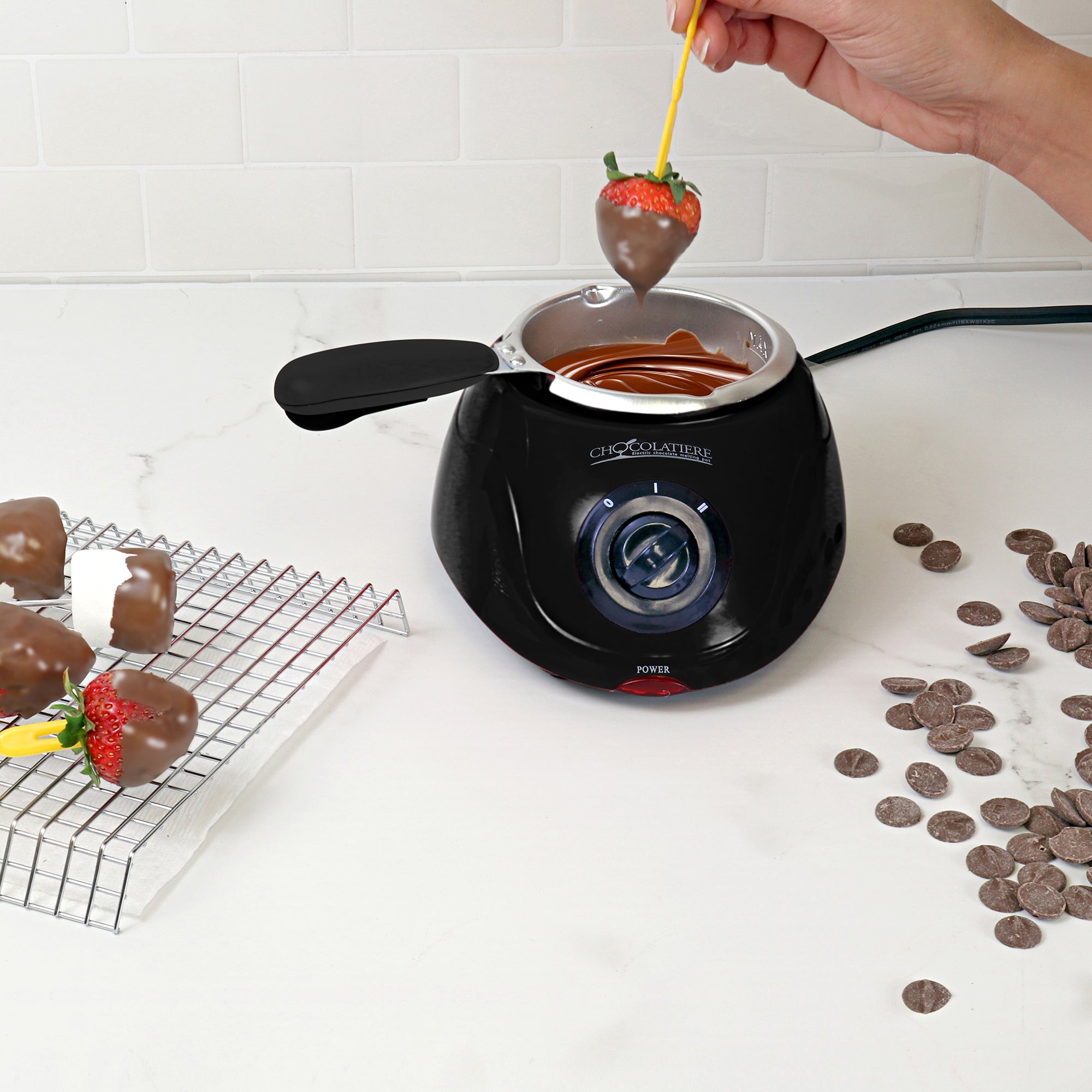 Chocolate Melting Pot Fondue Set 8.8 oz (250 g) Electric Melter for Chocolate Melts DIY Candy Maker with 32-Piece Accessory Kit for Sleepover Birthday