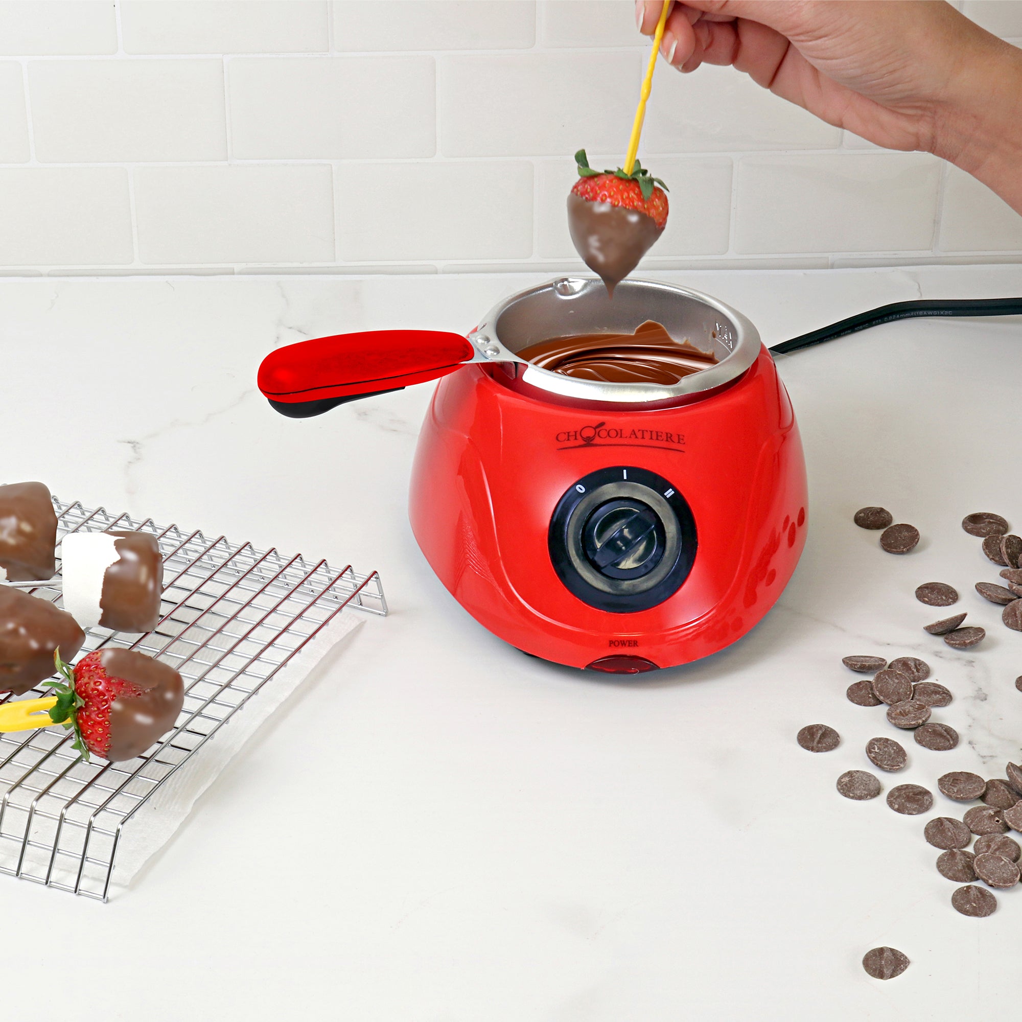 Chocolate Melting Pot Fondue Set 8.8 oz (250 g) Electric Melter for Chocolate Melts DIY Candy Maker with 32-Piece Accessory Kit for Sleepover Birthday