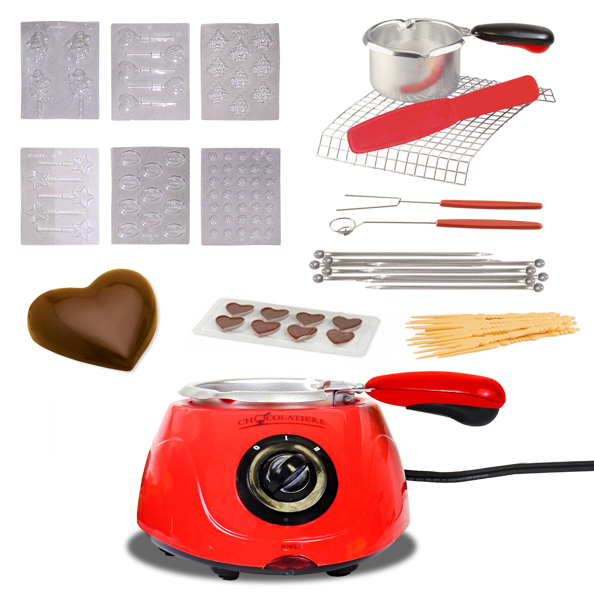 Chocolate Melting Pot Fondue Set 8.8 oz (250 g) Electric Melter for Chocolate Melts DIY Candy Maker with 32-Piece Accessory Kit for Sleepover Birthday
