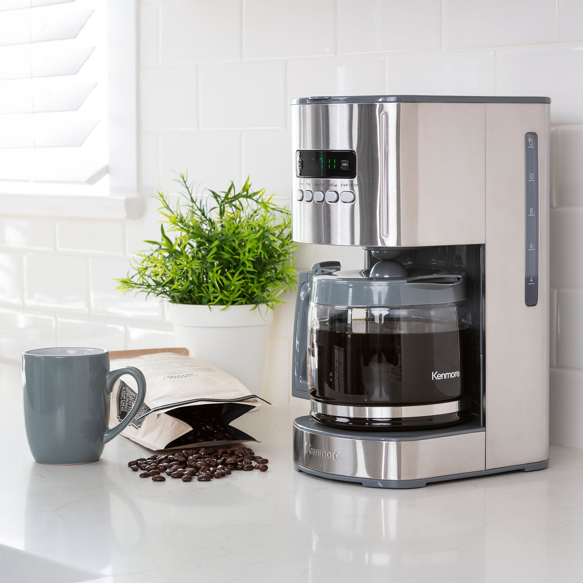 12-Cup Drip Coffee Maker Machine, 1.8L Programmable Filter Coffee Machines with Timer, Fast Brewing Technology, Reusable Filter, Glass Carafe