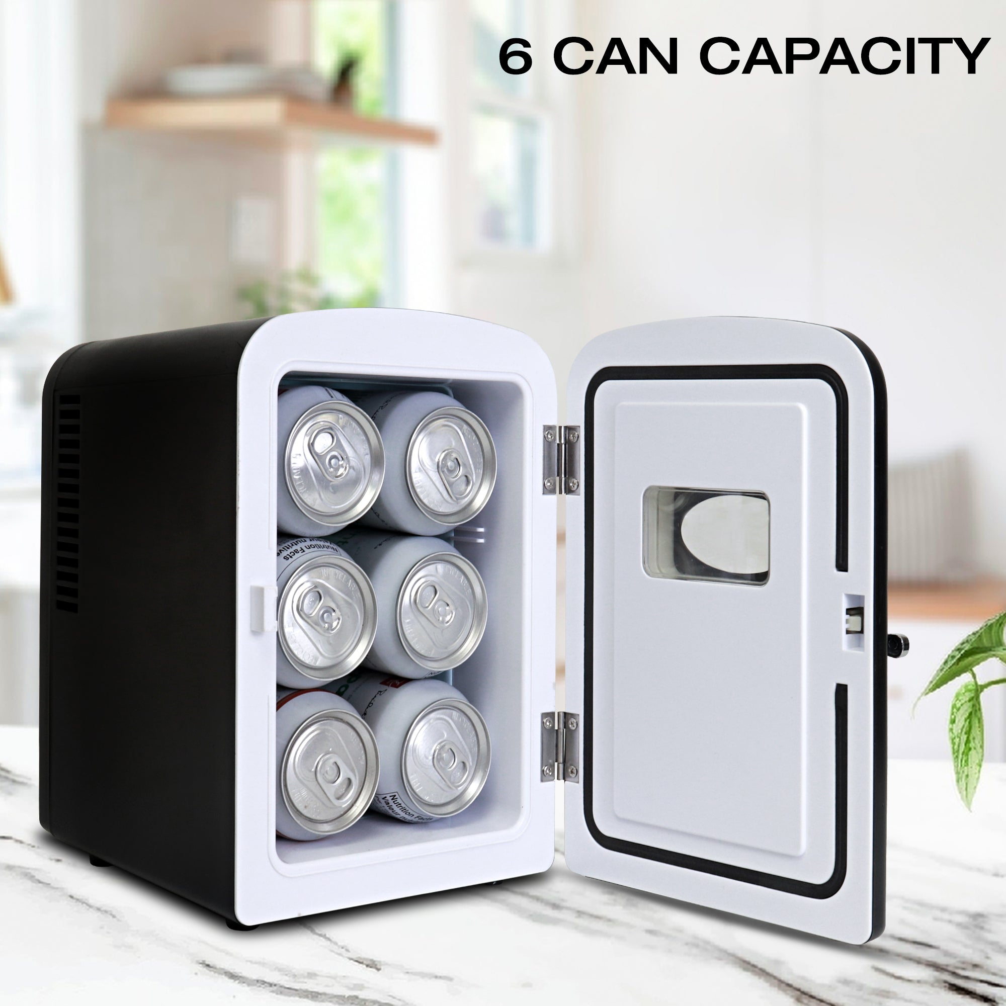 Koolatron 4L Mini Fridge For Bedrooms 6 Can Table Top 12V Portable Cooler Skincare Black