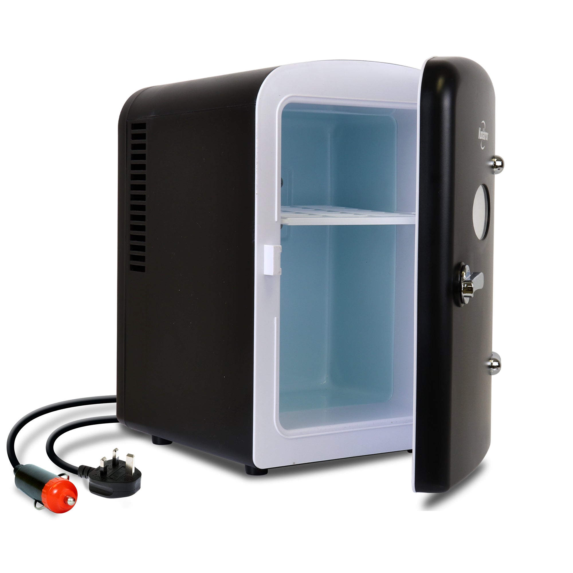 Koolatron 4L Mini Fridge For Bedrooms 6 Can Table Top 12V Portable Cooler Skincare Black