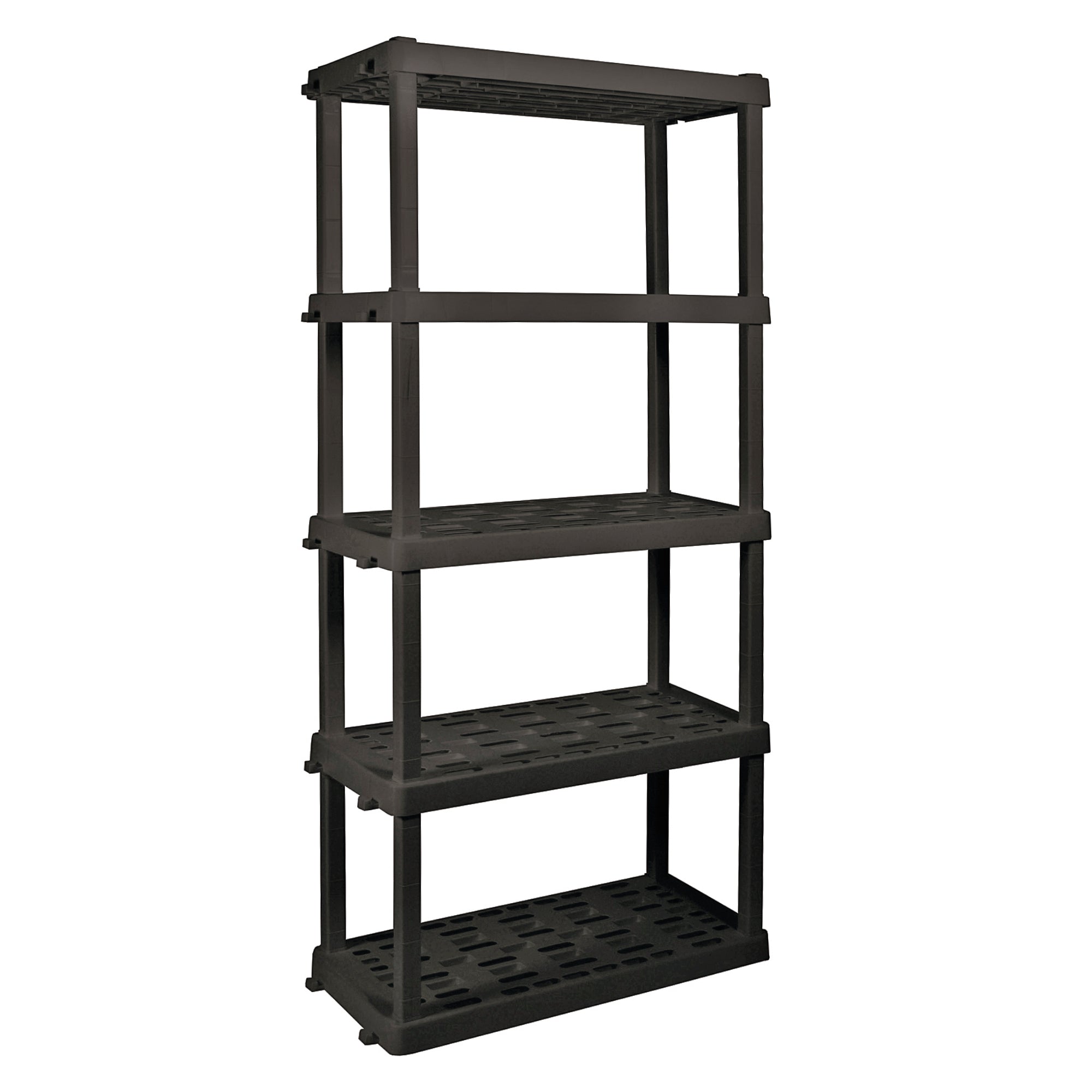 Oskar Large Interlocking Shelving Unit, 5-Tier, Tool-Free Assembly, Heavy Duty Storage Shelf D46 X W92 X H188 CM Multipurpose Home Organization System For Garage, Cellar, Workshop, Utility Shed, Black