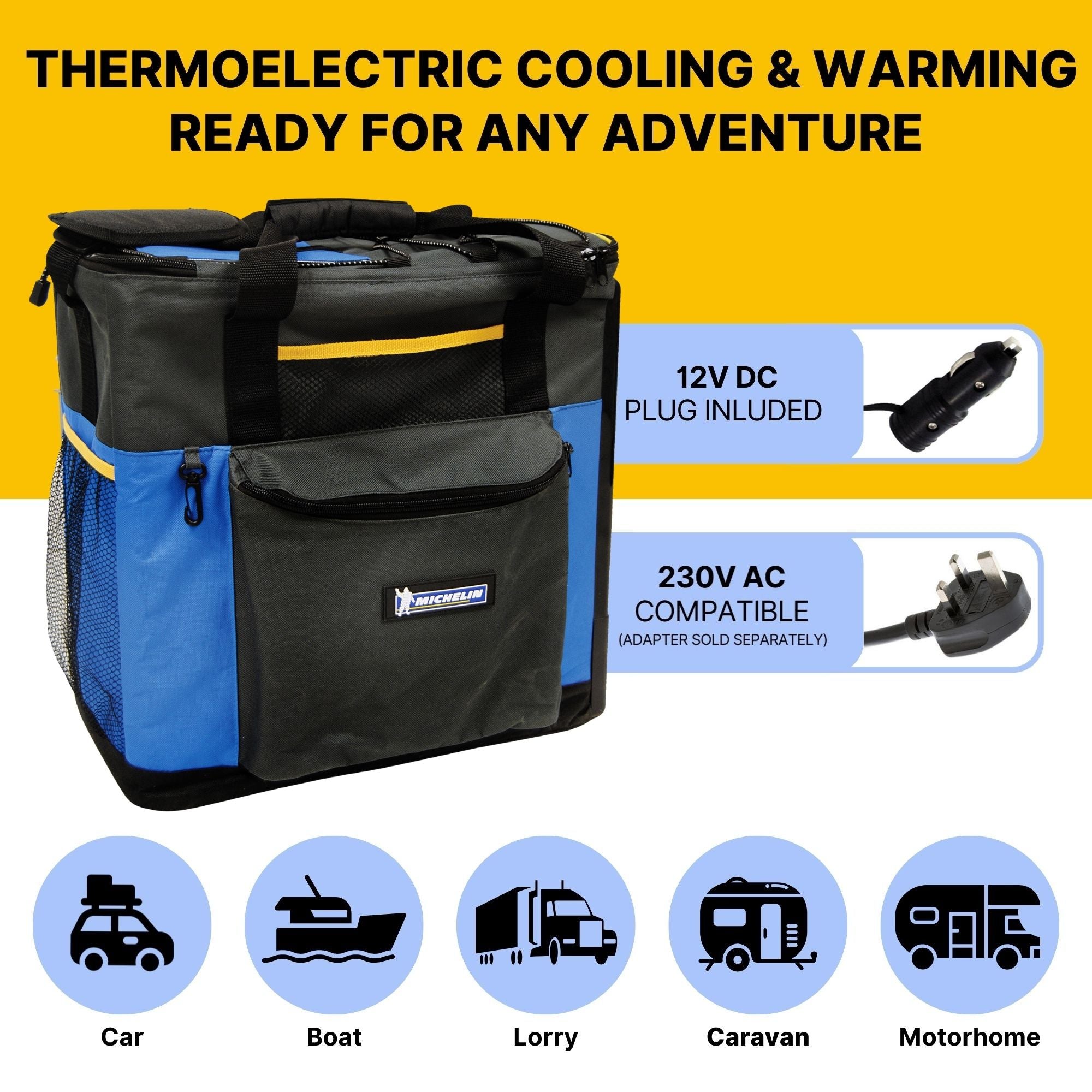 Electric Cool Box 14L Cooler Box Portable Cool Bag Cooler Bag 12v Camping Car Fridge for Lunch Drinks Road Trips Picnics Hard Sided Cooler Warmer