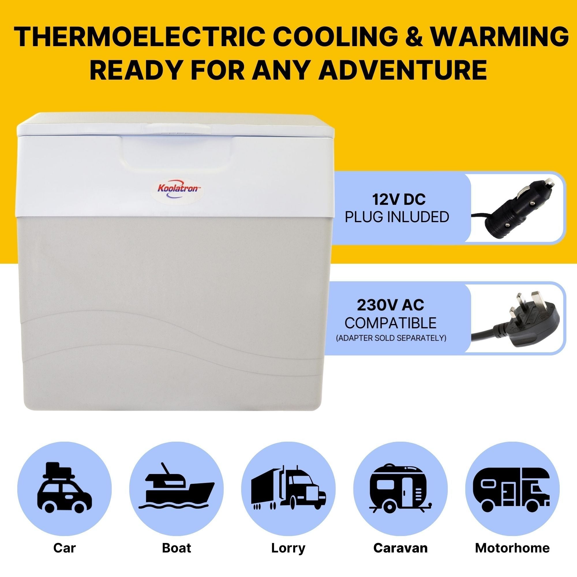 Koolatron Electric Cool Box 49L Cooler Box 80 Can Portable 12v Camping Car Fridge Refrigerator For Campervan Perfect for Road Trips Picnics Travel Two-Way Design Cooler/Warmer Mini Fridge Grey