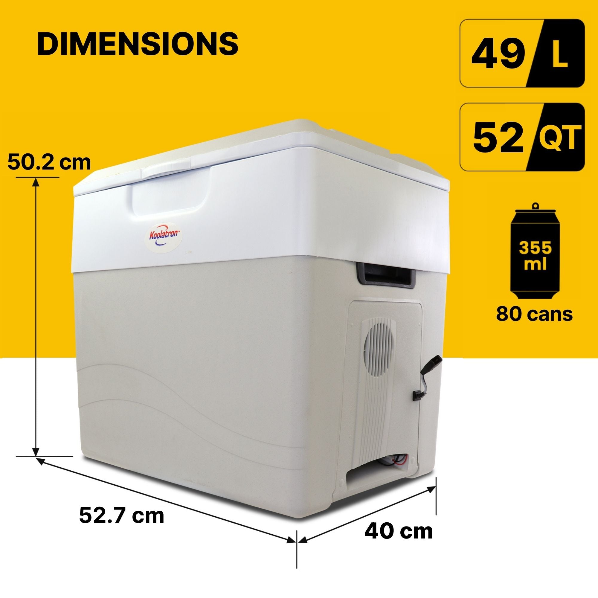 Koolatron Electric Cool Box 49L Cooler Box 80 Can Portable 12v Camping Car Fridge Refrigerator For Campervan Perfect for Road Trips Picnics Travel Two-Way Design Cooler/Warmer Mini Fridge Grey