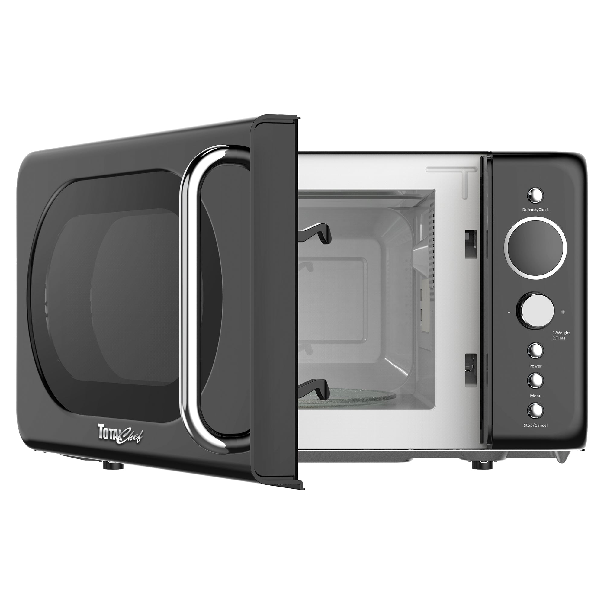Retro Microwave Oven, 20L/0.7 Cu Ft 700W, 8 Pre-set Modes, Quick Start & Defrost By Wgt/Time, 5 Cooking Power Levels, Digital LED Display, Compact Countertop Black Microwave Ovens, Black