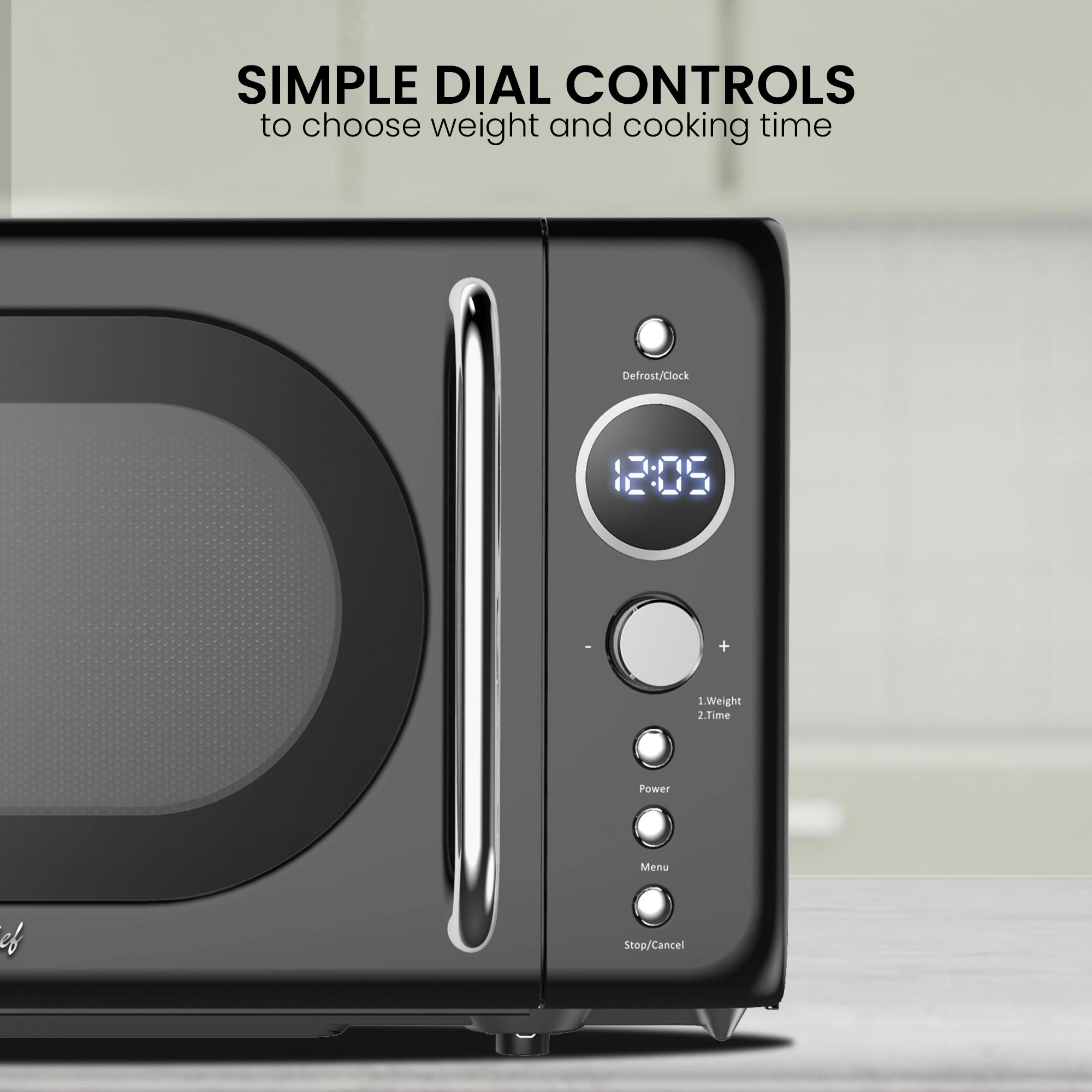 Retro Microwave Oven, 20L/0.7 Cu Ft 700W, 8 Pre-set Modes, Quick Start & Defrost By Wgt/Time, 5 Cooking Power Levels, Digital LED Display, Compact Countertop Black Microwave Ovens, Black