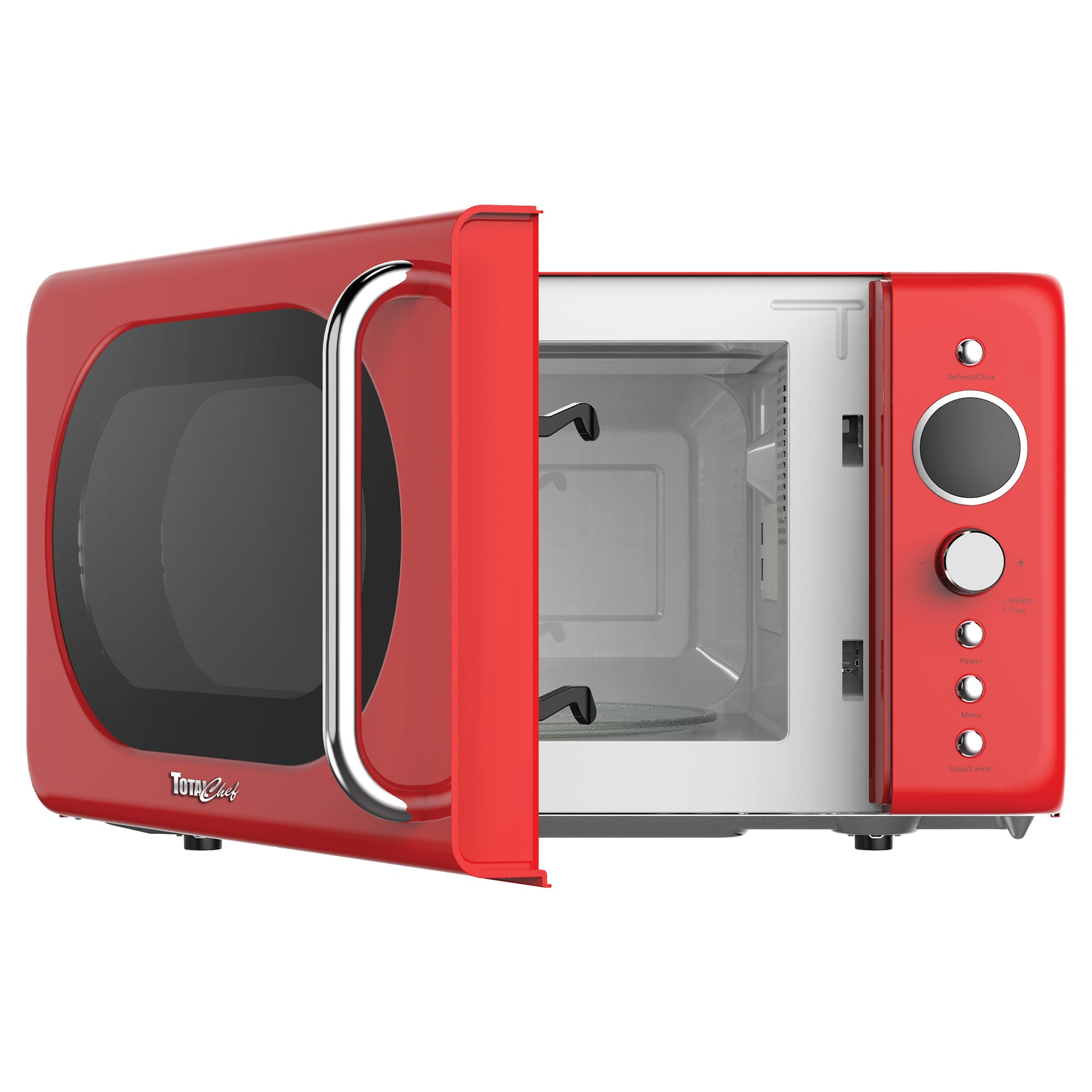Retro Microwave Oven, 20L/0.7 Cu Ft 700W, 8 Pre-set Modes, Quick Start & Defrost By Wgt/Time, 5 Cooking Power Levels, Digital LED Display, Compact Countertop Black Microwave Ovens, Red