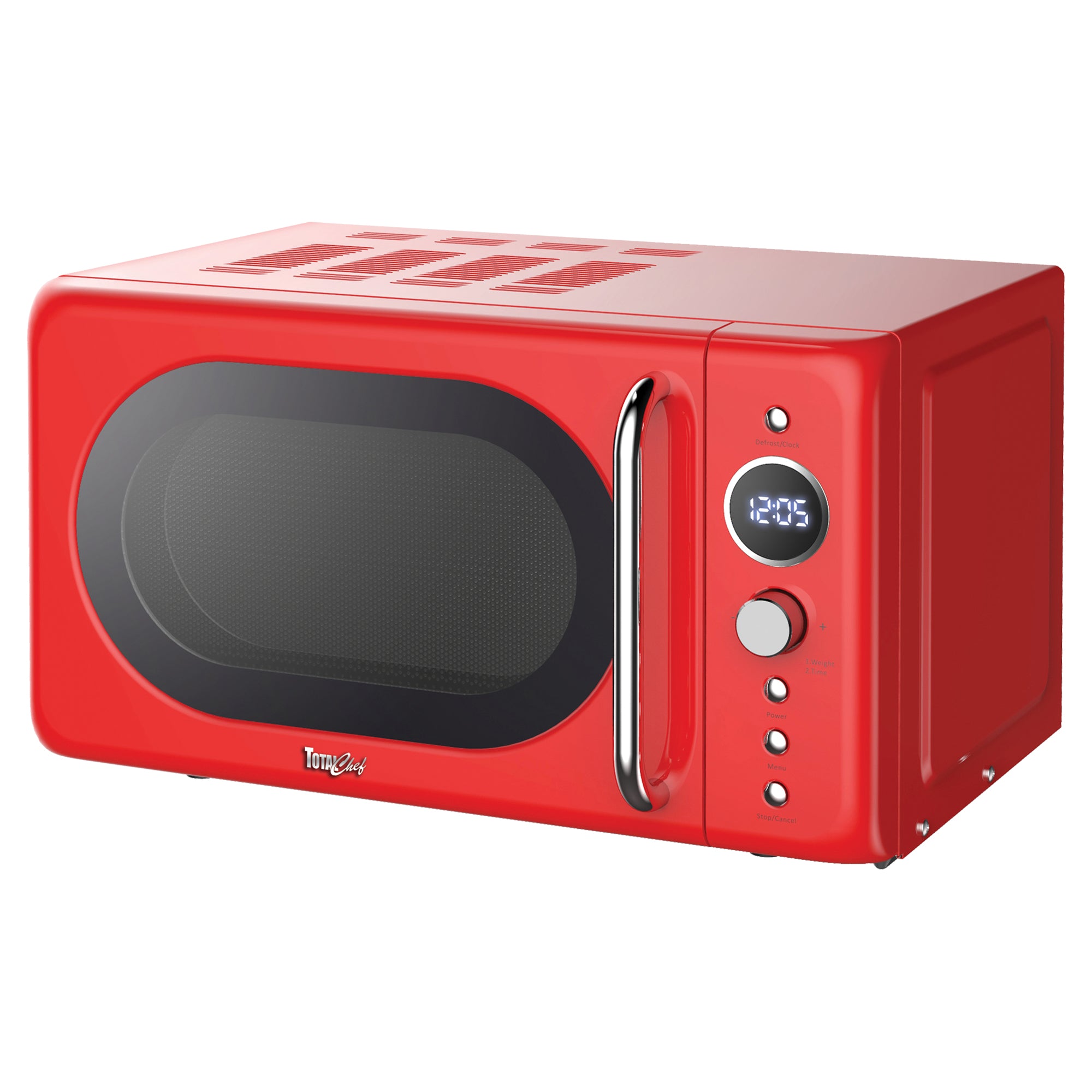 Retro Microwave Oven, 20L/0.7 Cu Ft 700W, 8 Pre-set Modes, Quick Start & Defrost By Wgt/Time, 5 Cooking Power Levels, Digital LED Display, Compact Countertop Black Microwave Ovens, Red