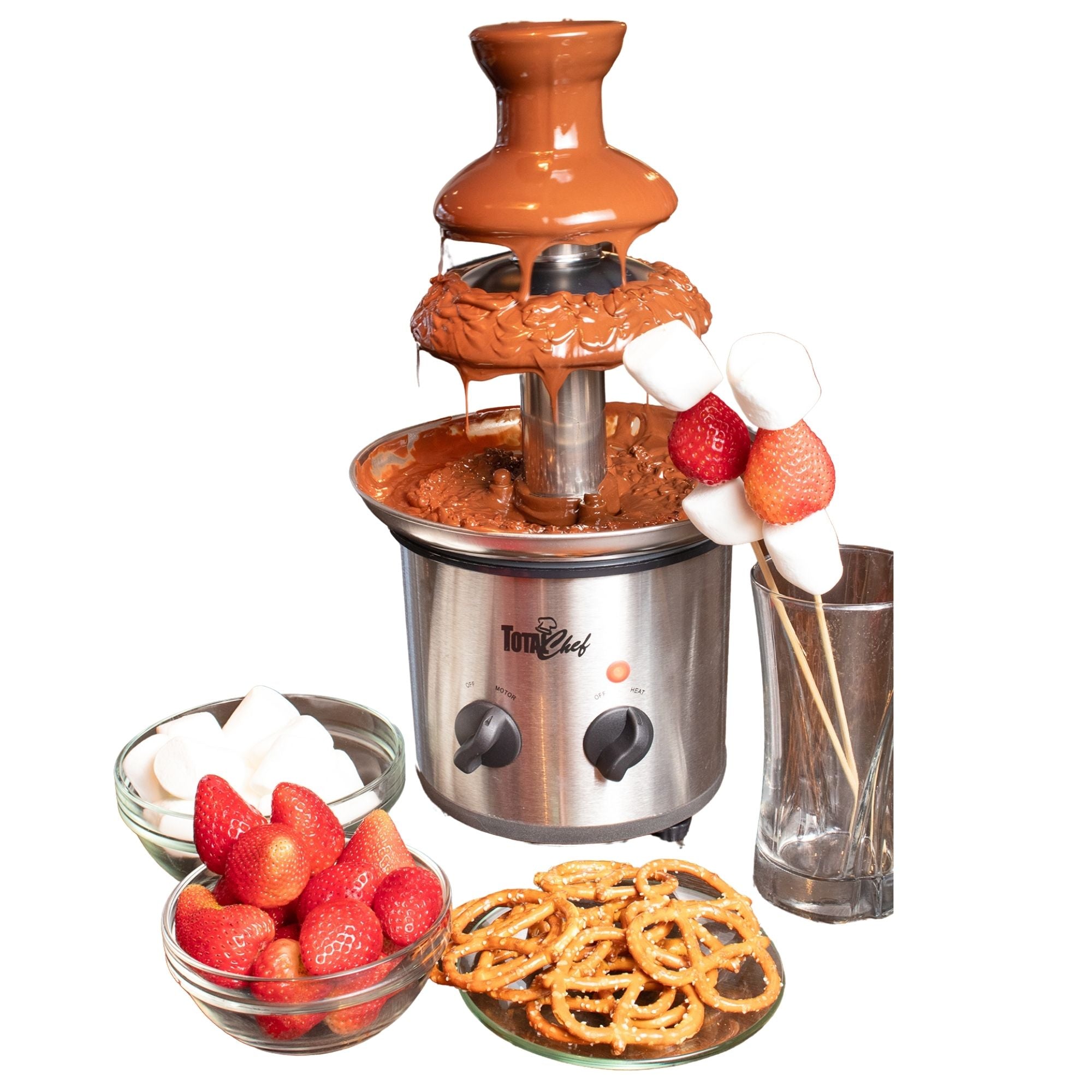 Total Chef 3 Tier Chocolate Fountain, Huge 1.5 lbs (680 g) Capacity, Adjustable Temperature Electric Chocolate Fondue Machine, Easy to Assemble, Ideal for Birthday Party, Buffet, Family Gathering