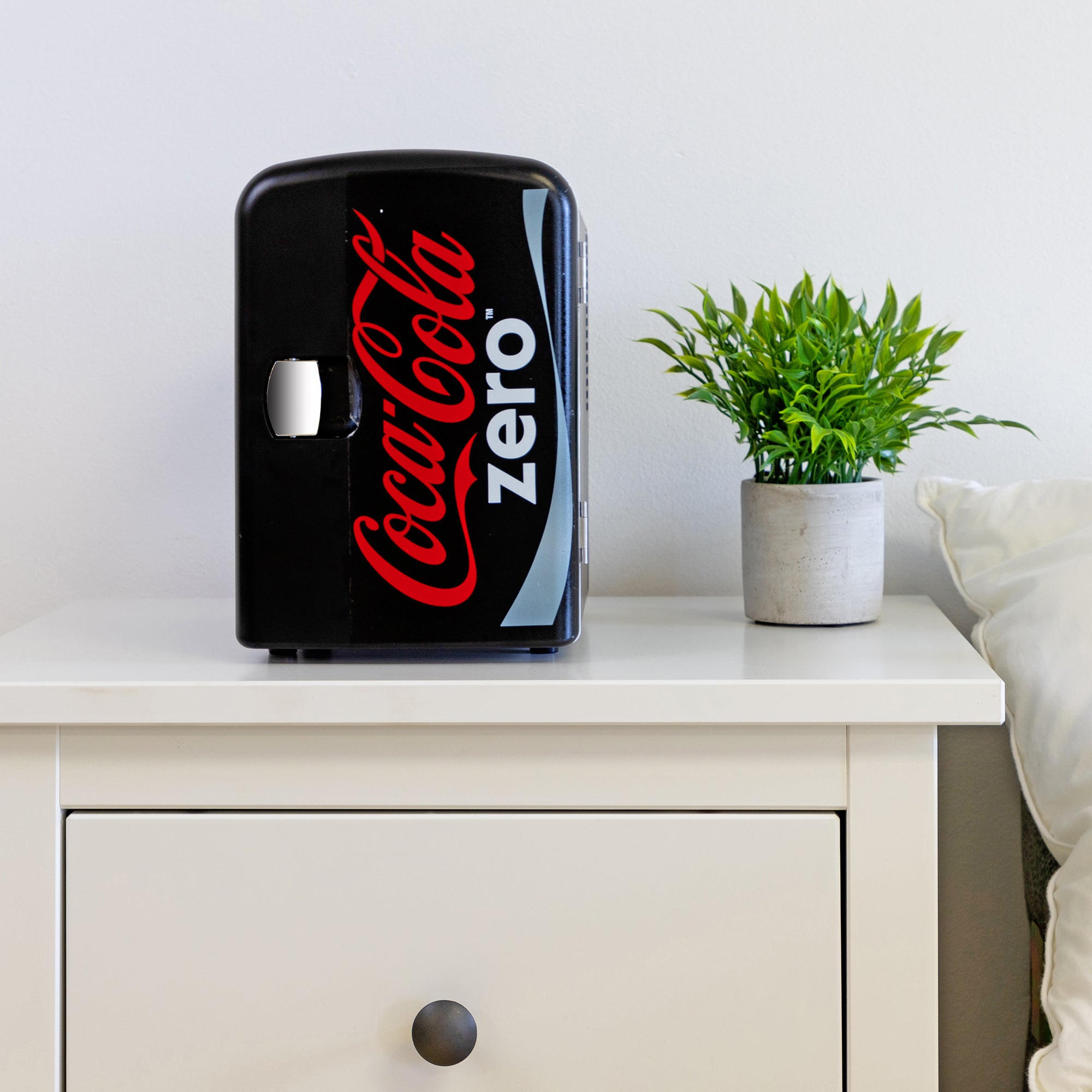 Coke Zero 4L Mini Fridge 6 Can Black Cooler & Warmer for Bedroom, Gaming Room or Office (12V)